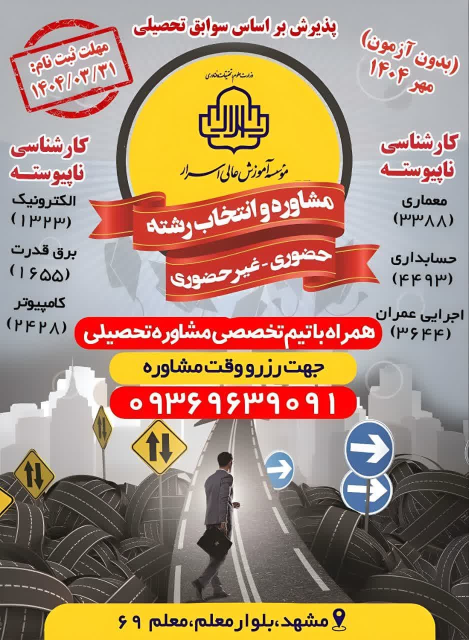 پذیرش دانشجو در رشته‌های بدون آزمون کارشناسی ناپیوسته، مهر۱۴٠۴